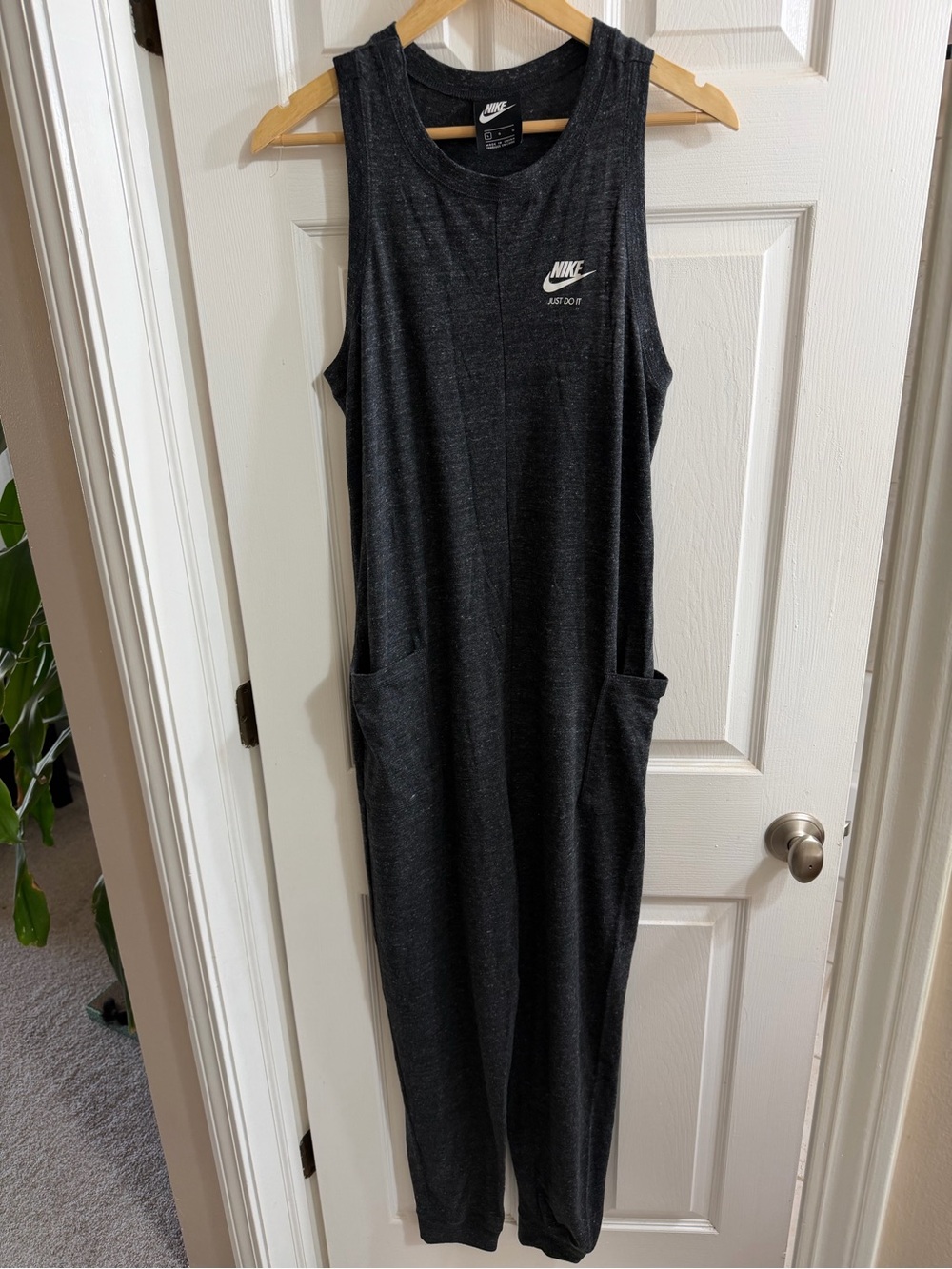 Nike Womens Logo Heathered Jumpsuit Size Large Activewear Athleisure Loungewear